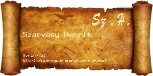Szarvasy Henrik névjegykártya